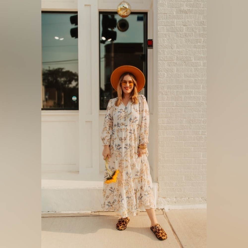 Vada Winter Boutique Bohemian Golden Hour Floral Dress